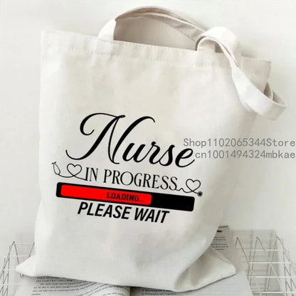Nurse in Progress Loading Print Women Men Shoulder Bags Medicine Stethoscope Fashion Trend Travel Beach Bag Female Nurse Handbag