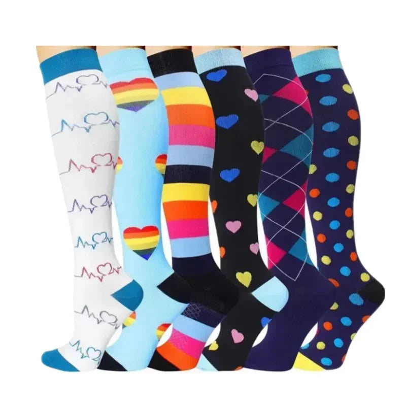 6 Pairs Compression Socks for Men & Women – Ideal for Running, Soccer, Leggings, and Nurses – Pressure Support T-MIX006-40