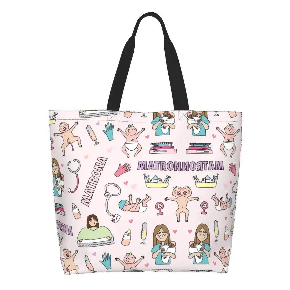 Custom Reusable Funny Nurse Shopping Bag Women Shoulder Canvas Tote Bag Portable Nursing Grocery Shopper Bags 17 50x40x15 cm