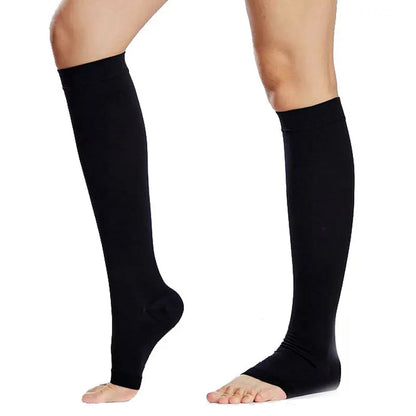 Compression Socks: Pressure Level 2, Stress Relief Compression Socks-1 Pair Black Open Toe One Size CHINA