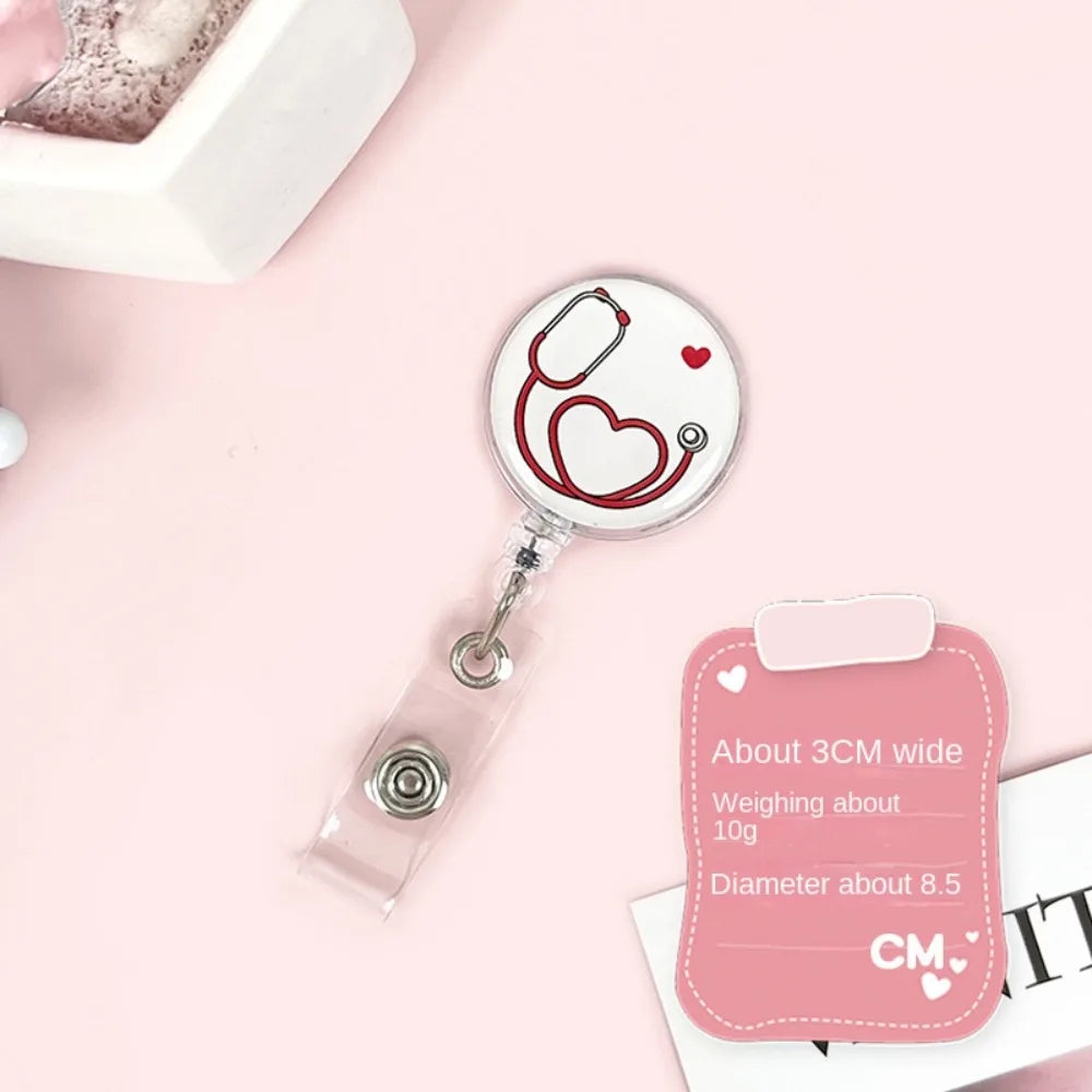 Easy To Pull Buckle Nurse Retractable Badge Reel ID Card Accessories Fashion Nurse ID Card Clips Simplicity Cute