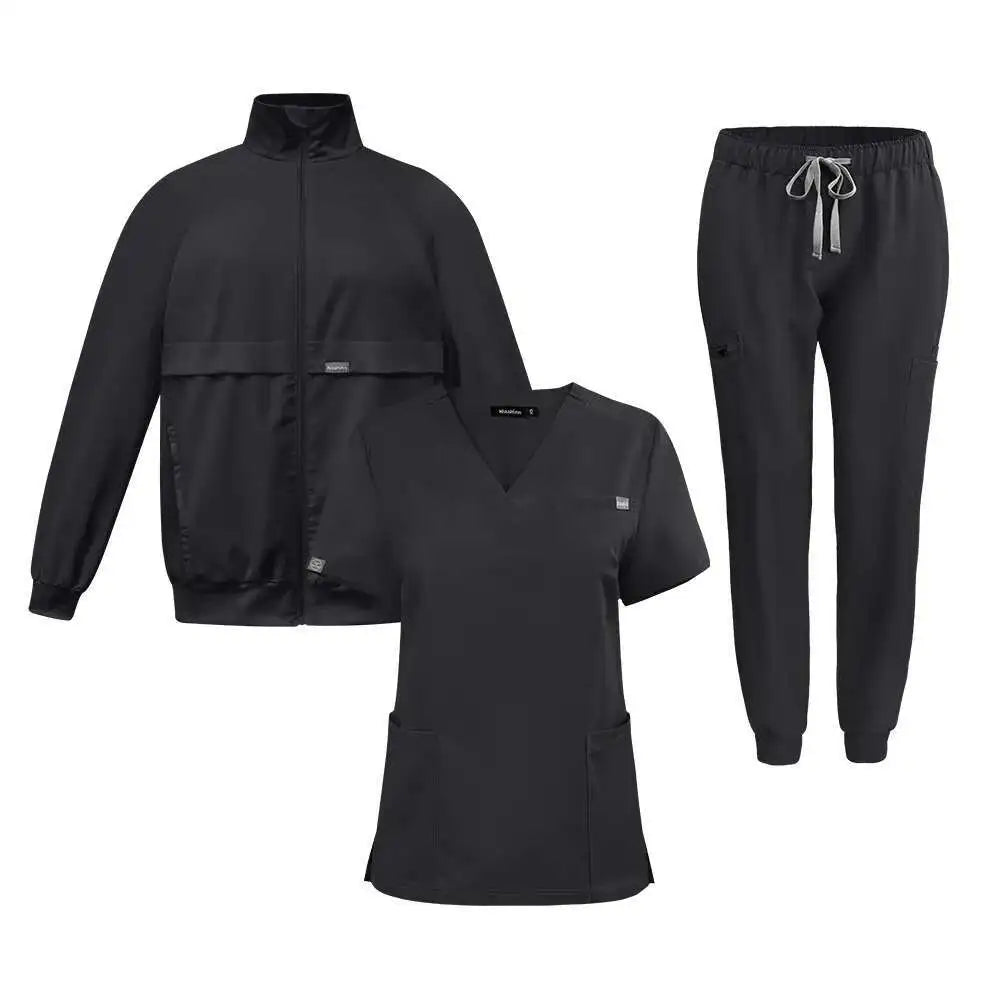 Chic 3-Piece Jogger Scrub Set That Keeps You Comfy and Moving Like a Pro Unisex-black CHINA