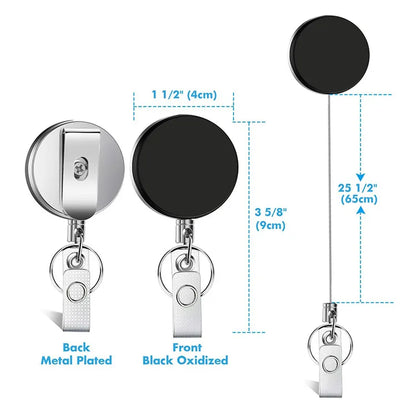 1pcs Extendable Metal Key Chain Ring Belt Clip Pull Keyring Retracting ID Card Lanyards Id Badge Holder Badge Clip 10