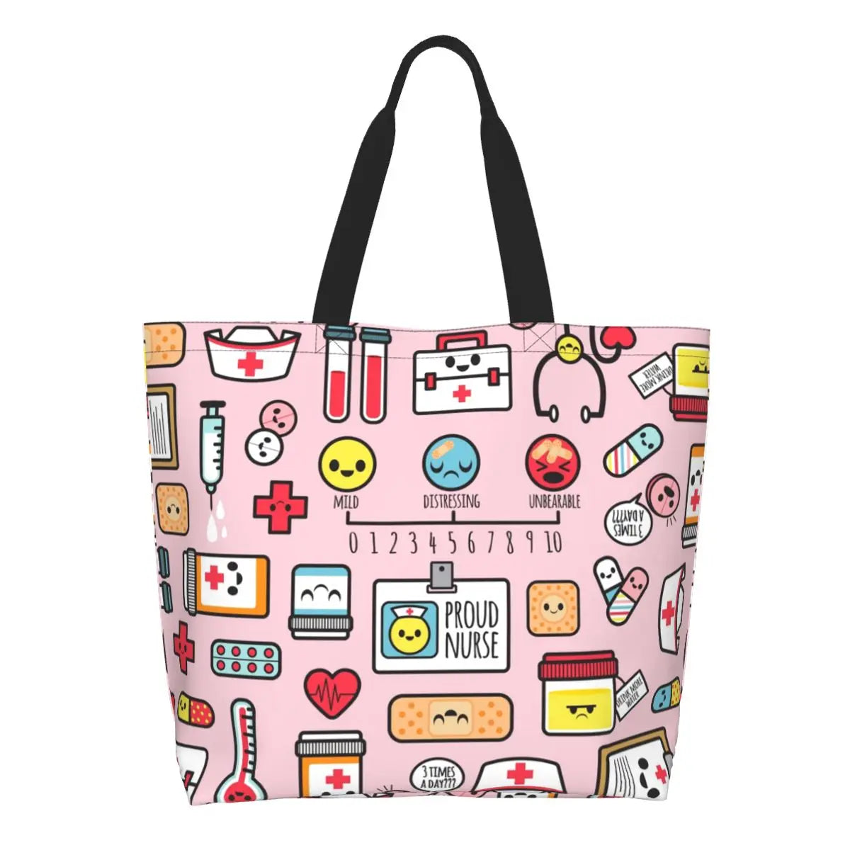 Custom Reusable Funny Nurse Shopping Bag Women Shoulder Canvas Tote Bag Portable Nursing Grocery Shopper Bags 2 50x40x15 cm