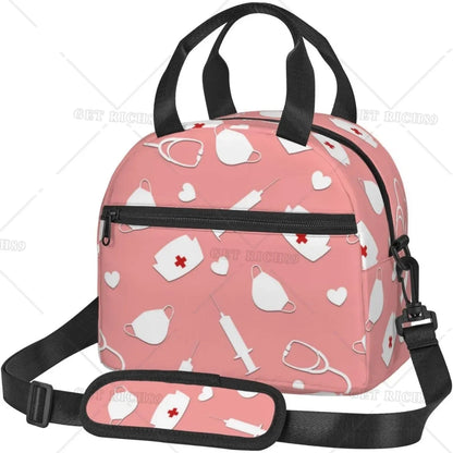 Funny Nurse Prints Insulated Lunch Bag for School Office Nursing Portable Thermal Cooler Lunch Box Women Men Large Capacity 3