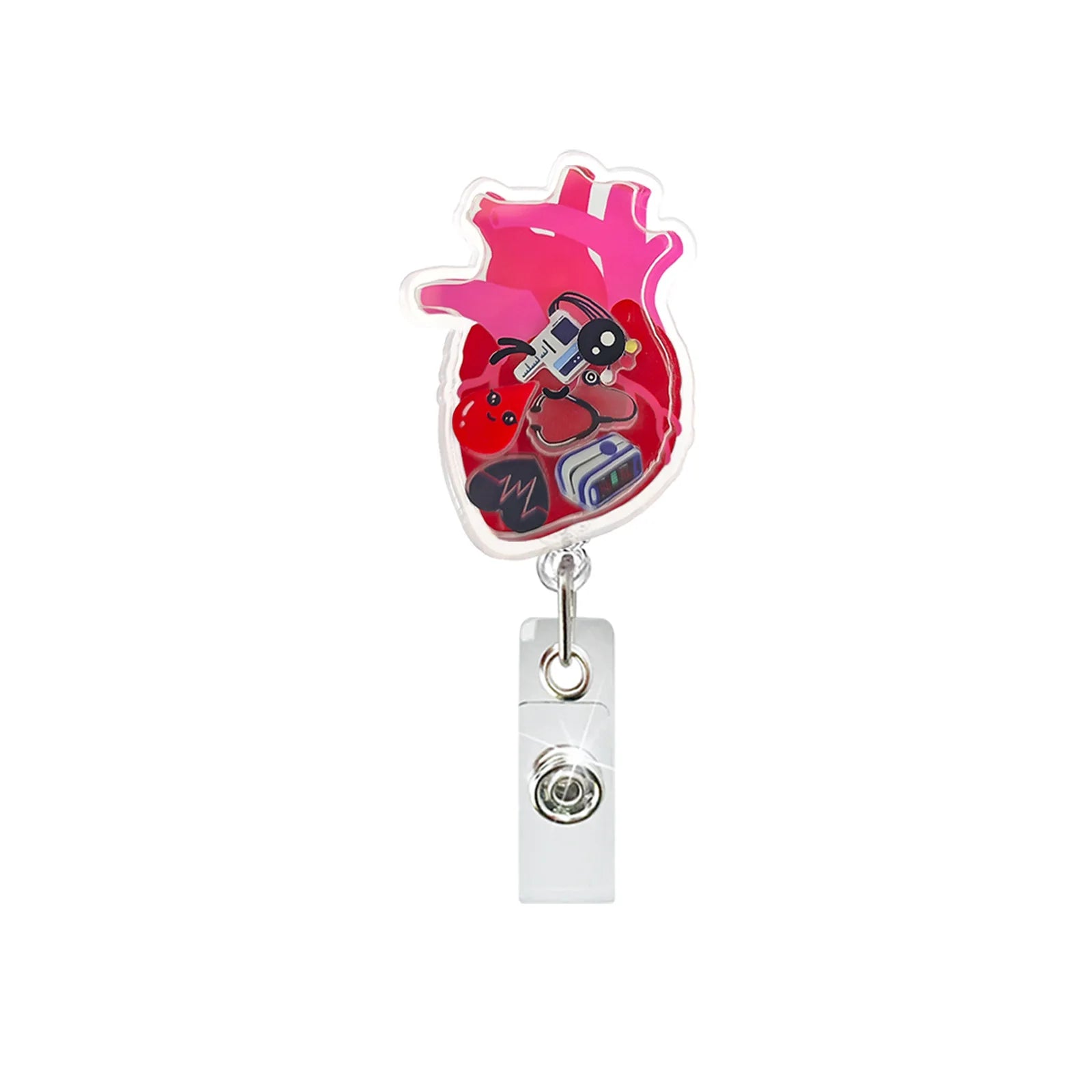 Badge Reel Lightweight Retractable Badge Clip Id Card Holder Compact Nurse Id Holder For Hospitals Doctors Exhibitions Heart