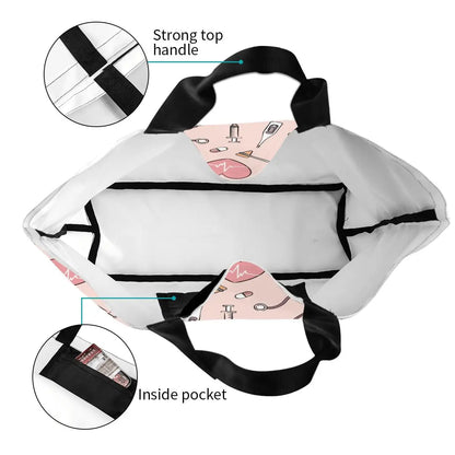 Custom Reusable Funny Nurse Shopping Bag Women Shoulder Canvas Tote Bag Portable Nursing Grocery Shopper Bags