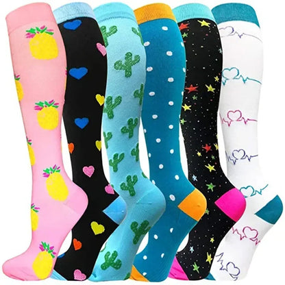 Unisex Compression Socks for Walking, Running, long shifts : 6 Pairs T-MIX006-3