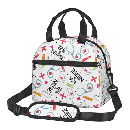 Doctors Nurse Insulated Lunch Bag Women Thermal Lunch Box Portable Tote Cooler Handbag Bento Pouch Container with Shoulder Strap 19