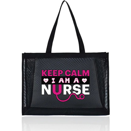 Tote Bags Women Wallets Travel Storage Bags Large Capacity Handbag Transparent Organizer Grid Package Nurse Printing Series - Healthcare Vibes