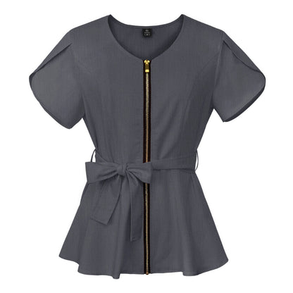 Short Sleeve Women's Scrub Tops for Work Medical Uniforms for Surgery - Healthcare Vibes