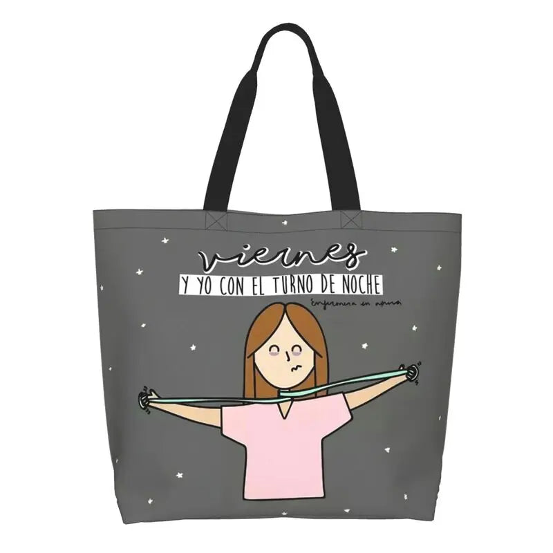 Cartoon Doctor Nurse Enfermera En Apuros Grocery Bags Large Capacity Aesthetic Merch For Woman Street Shoulder Bag 18 One Size