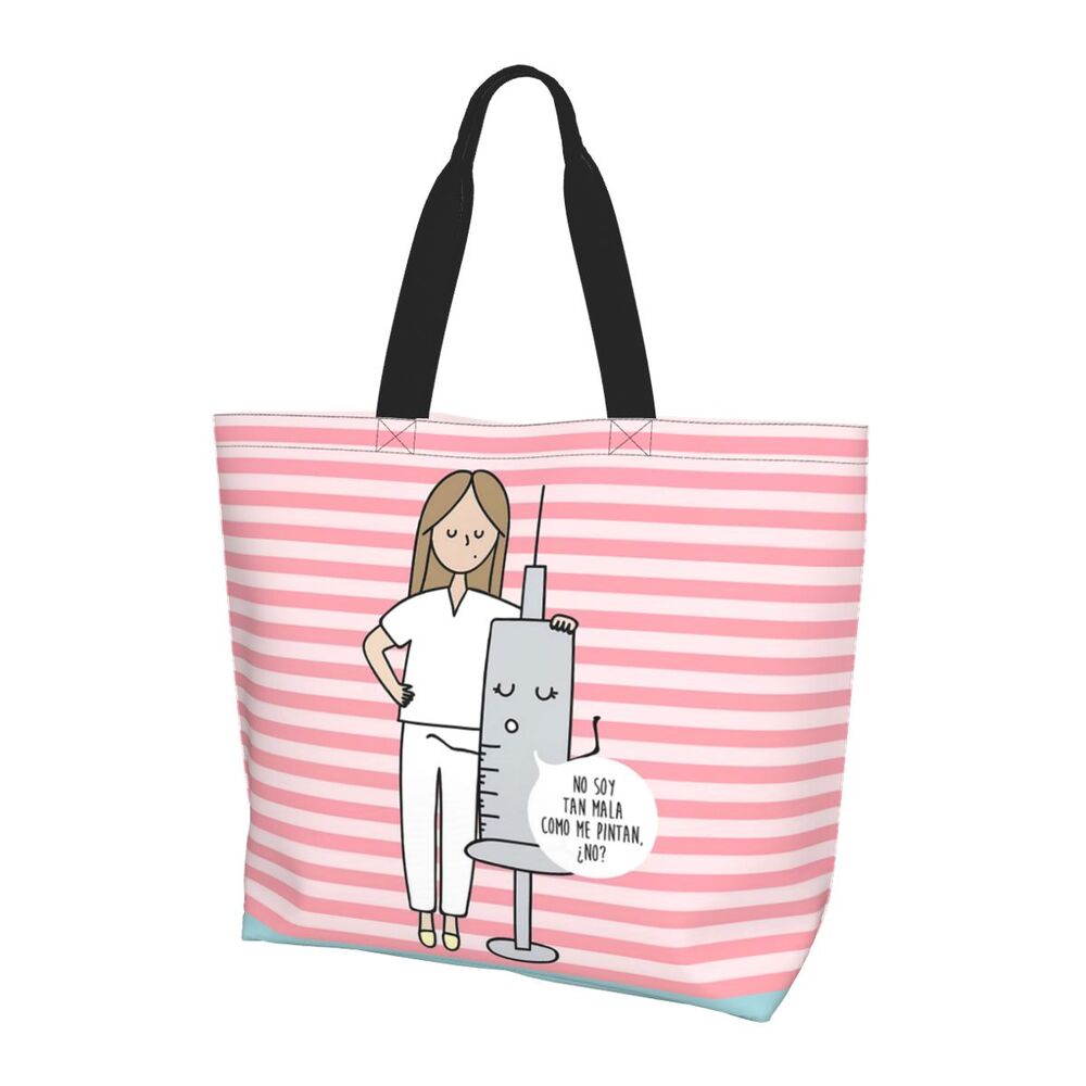 Custom Reusable Funny Nurse Shopping Bag Women Shoulder Canvas Tote Bag Portable Nursing Grocery Shopper Bags