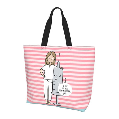 Custom Reusable Funny Nurse Shopping Bag Women Shoulder Canvas Tote Bag Portable Nursing Grocery Shopper Bags