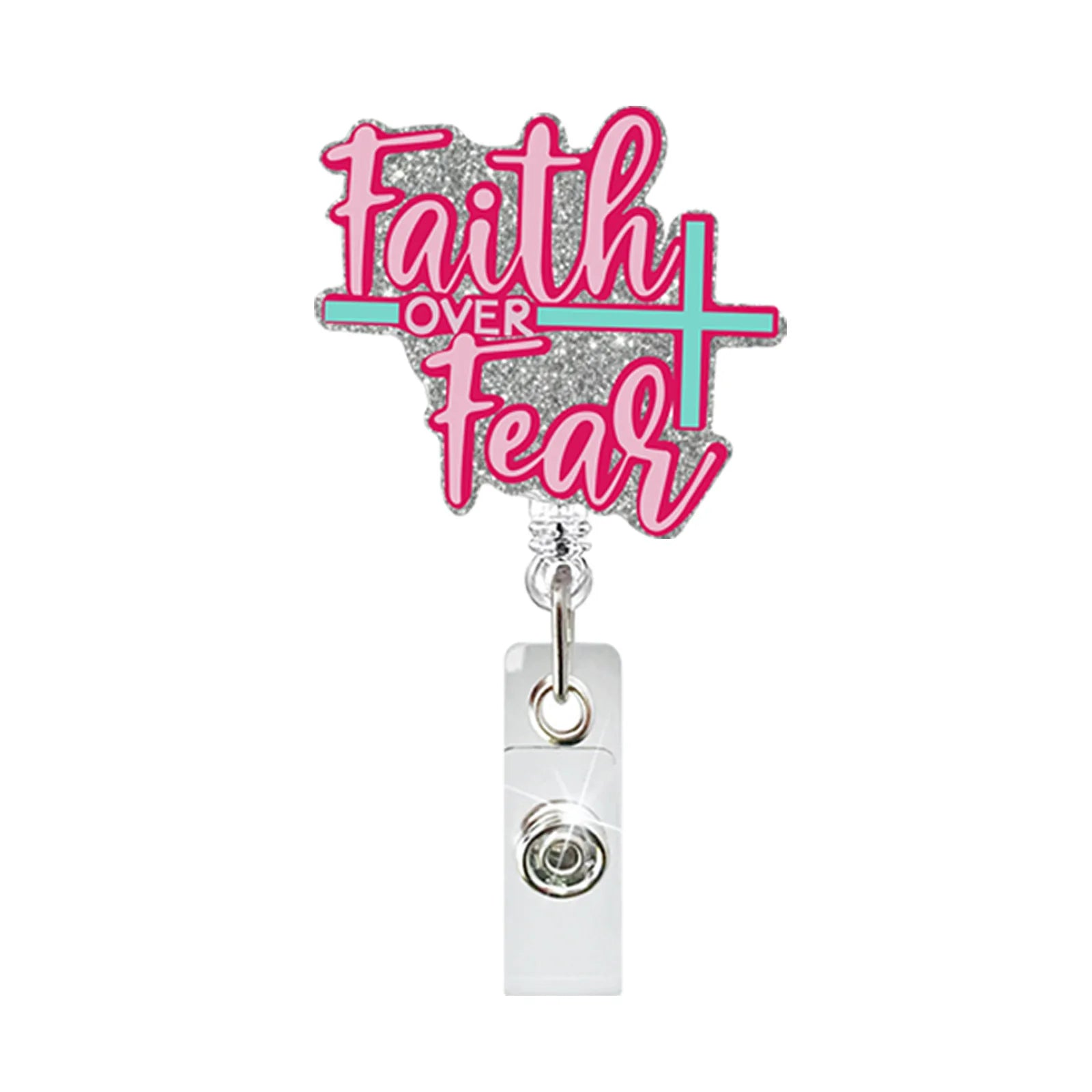 New Design 1 Piece Glitter Retractable Nurse Badge Reel Inspiring Phrase Name Tag ID Card Holder Lanyard School Office Supply 7