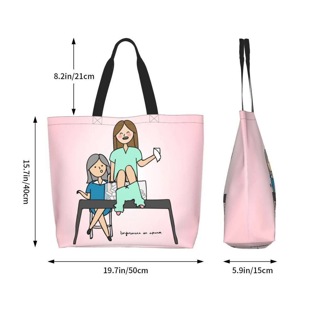 Custom Reusable Funny Nurse Shopping Bag Women Shoulder Canvas Tote Bag Portable Nursing Grocery Shopper Bags