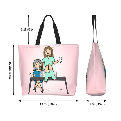 Custom Reusable Funny Nurse Shopping Bag Women Shoulder Canvas Tote Bag Portable Nursing Grocery Shopper Bags