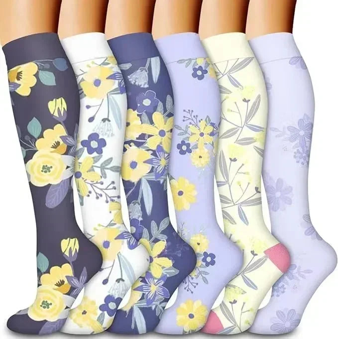 6 Pairs Compression Socks for Men & Women – Ideal for Running, Soccer, Leggings, and Nurses – Pressure Support