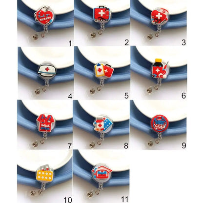 ID Card Holder Nurse Badge Reel Name Tag Chest Card Retractable Badge Holder Exhibition Card Work Card Easy Pull Buckle - Healthcare Vibes