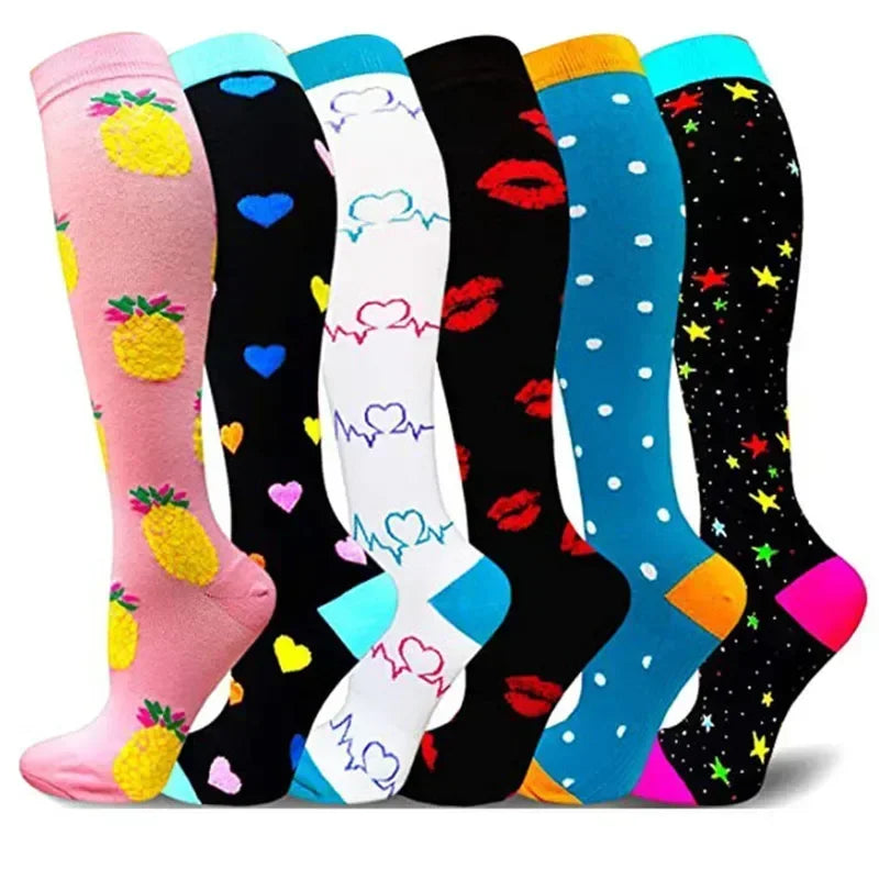 6 Pairs of Men and Women Compression Socks - Ideal for Running, Soccer, and Everyday Comfort!