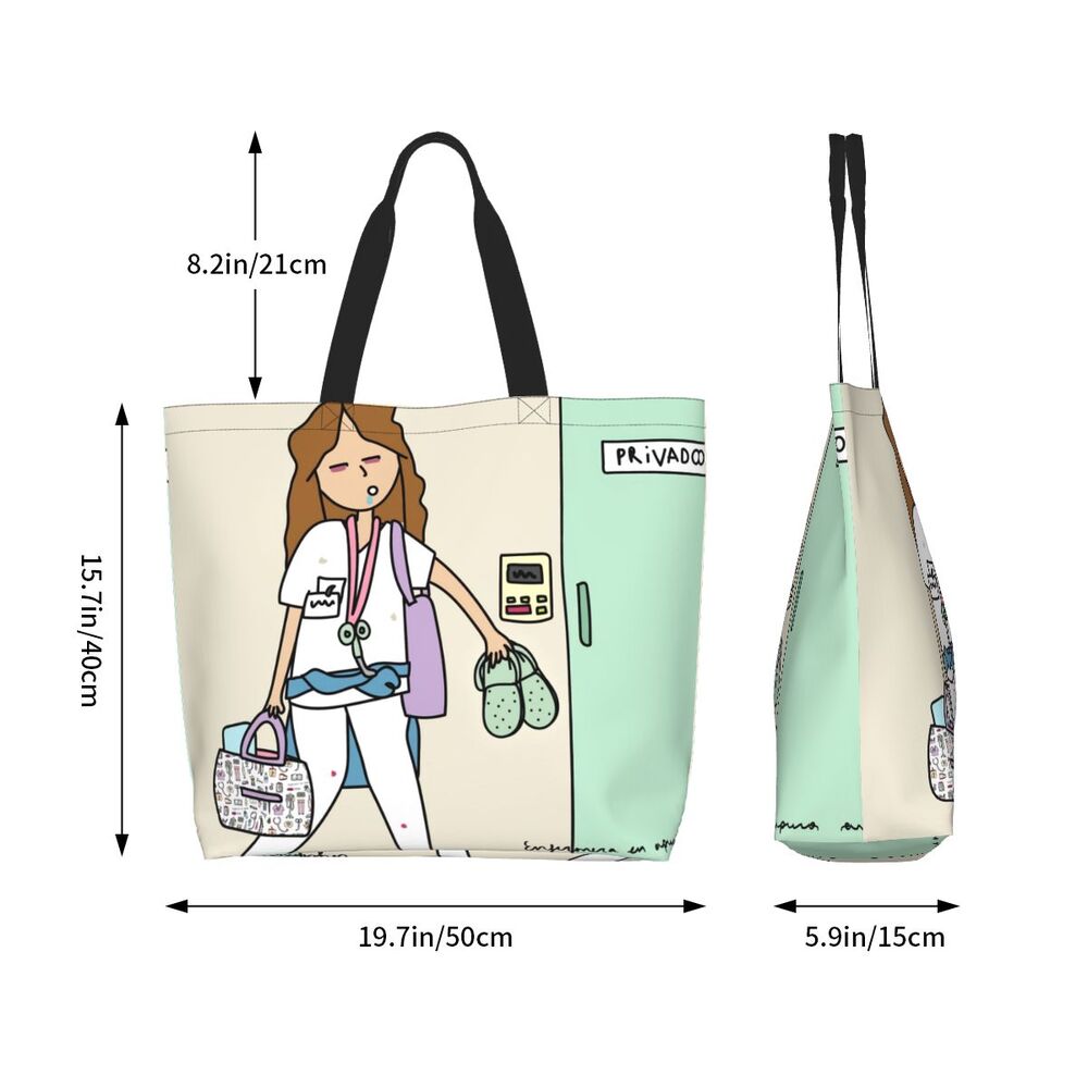 Custom Reusable Funny Nurse Shopping Bag Women Shoulder Canvas Tote Bag Portable Nursing Grocery Shopper Bags