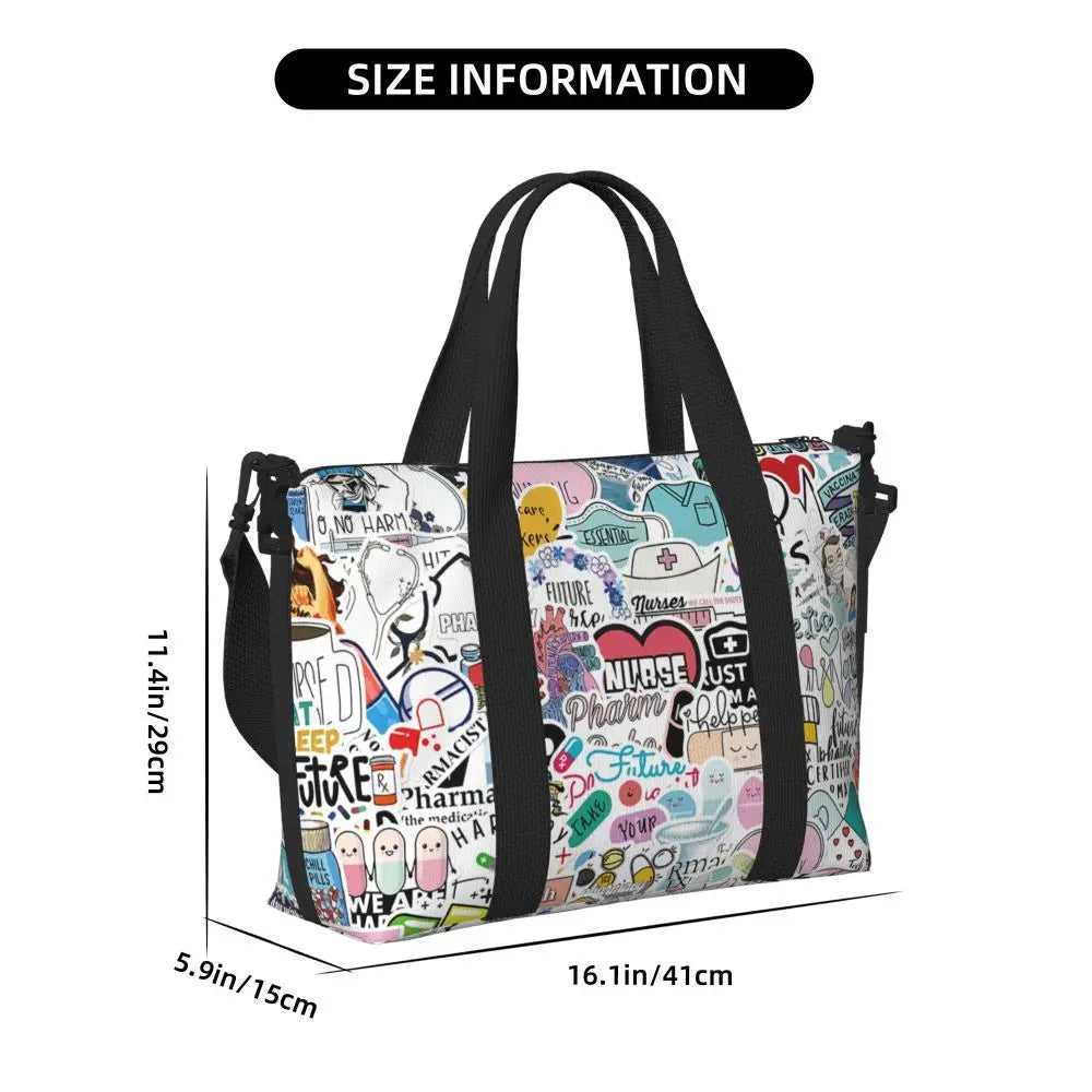 Custom Proud To Be A Nurse Grocery Shopping Tote Bag Women Big Capacity Health Care Nursing Gym Beach Travel Bags