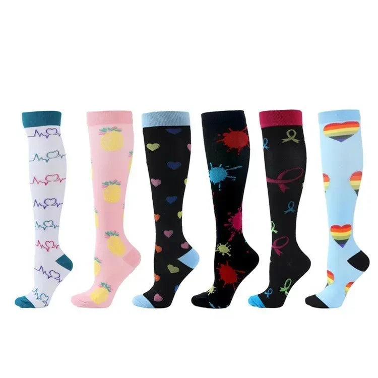 6 Pairs Compression Socks for Men & Women – Ideal for Running, Soccer, Leggings, and Nurses – Pressure Support