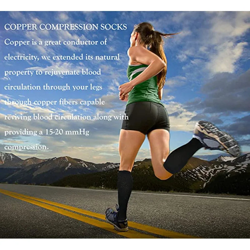 Unisex Compression Socks for Walking, Running, long shifts : 6 Pairs