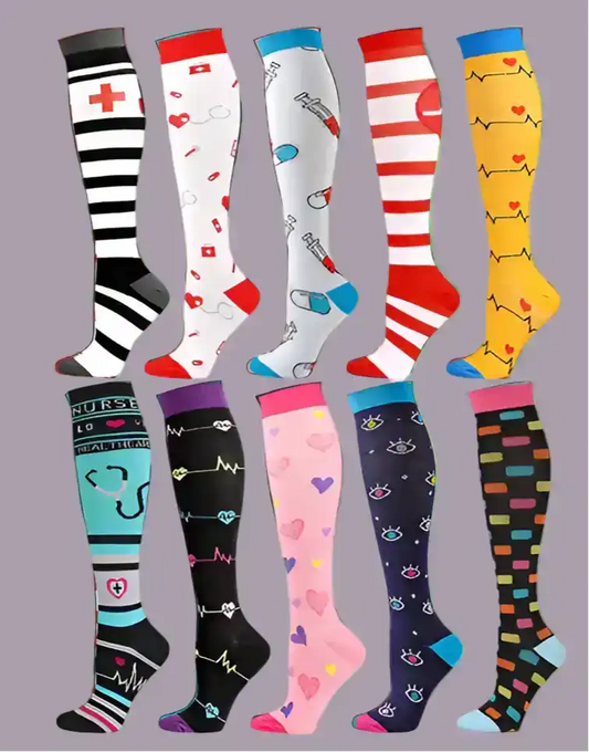 10 Pairs of Unisex Compression Socks: Because Running Crazy on a 12-Hour Shift Is Easier When Your Legs Aren’t Screaming—And Yes, Drink Water and Use the Potty, Bladder Slings Are Real! EMIX01 EU37-43 US7-9