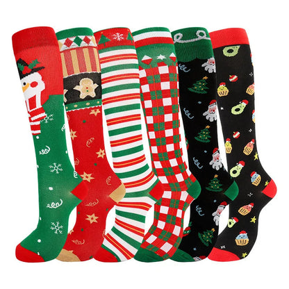 Compression Socks Compress Socks Yoga Air Travel Moisture Control & Odor Resistance Graduated Pressure Nylon Anti-Varicose Christmas
