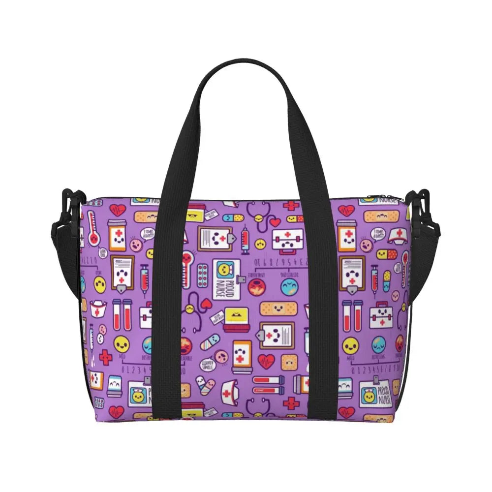 Custom Proud To Be A Nurse Grocery Shopping Tote Bag Women Big Capacity Health Care Nursing Gym Beach Travel Bags
