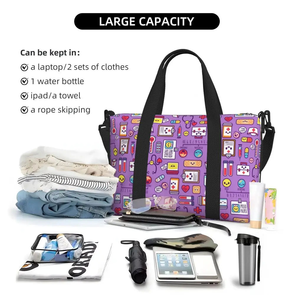 Custom Proud To Be A Nurse Grocery Shopping Tote Bag Women Big Capacity Health Care Nursing Gym Beach Travel Bags