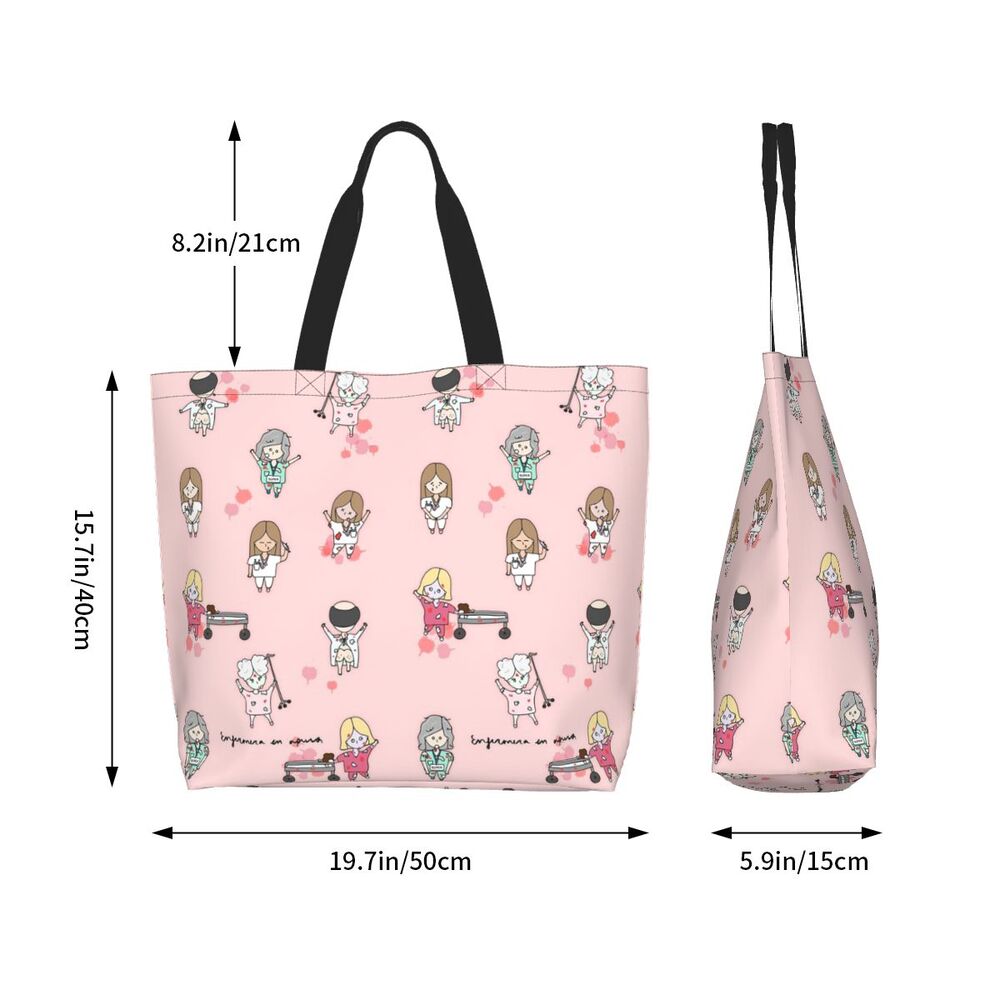 Custom Reusable Funny Nurse Shopping Bag Women Shoulder Canvas Tote Bag Portable Nursing Grocery Shopper Bags