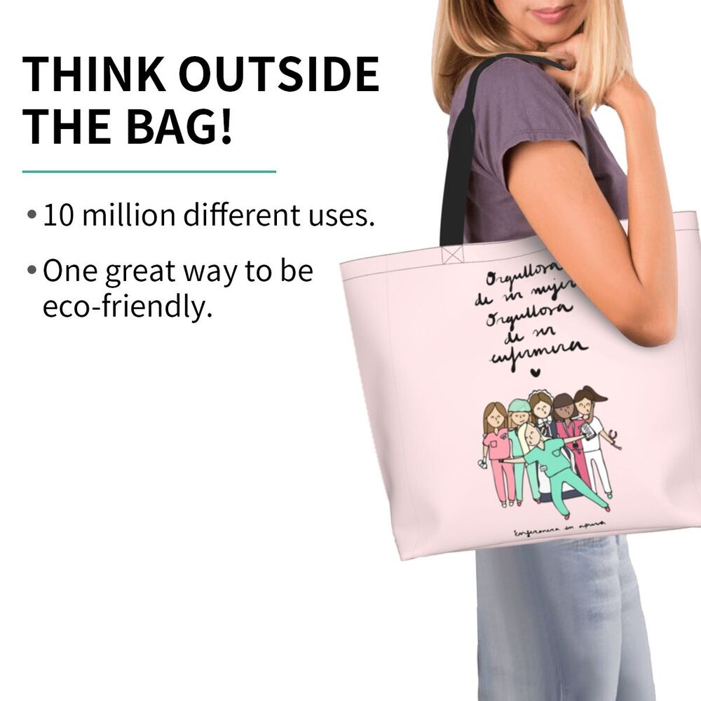 Custom Reusable Funny Nurse Shopping Bag Women Shoulder Canvas Tote Bag Portable Nursing Grocery Shopper Bags