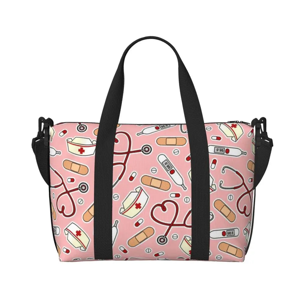 Custom Proud To Be A Nurse Grocery Shopping Tote Bag Women Big Capacity Health Care Nursing Gym Beach Travel Bags