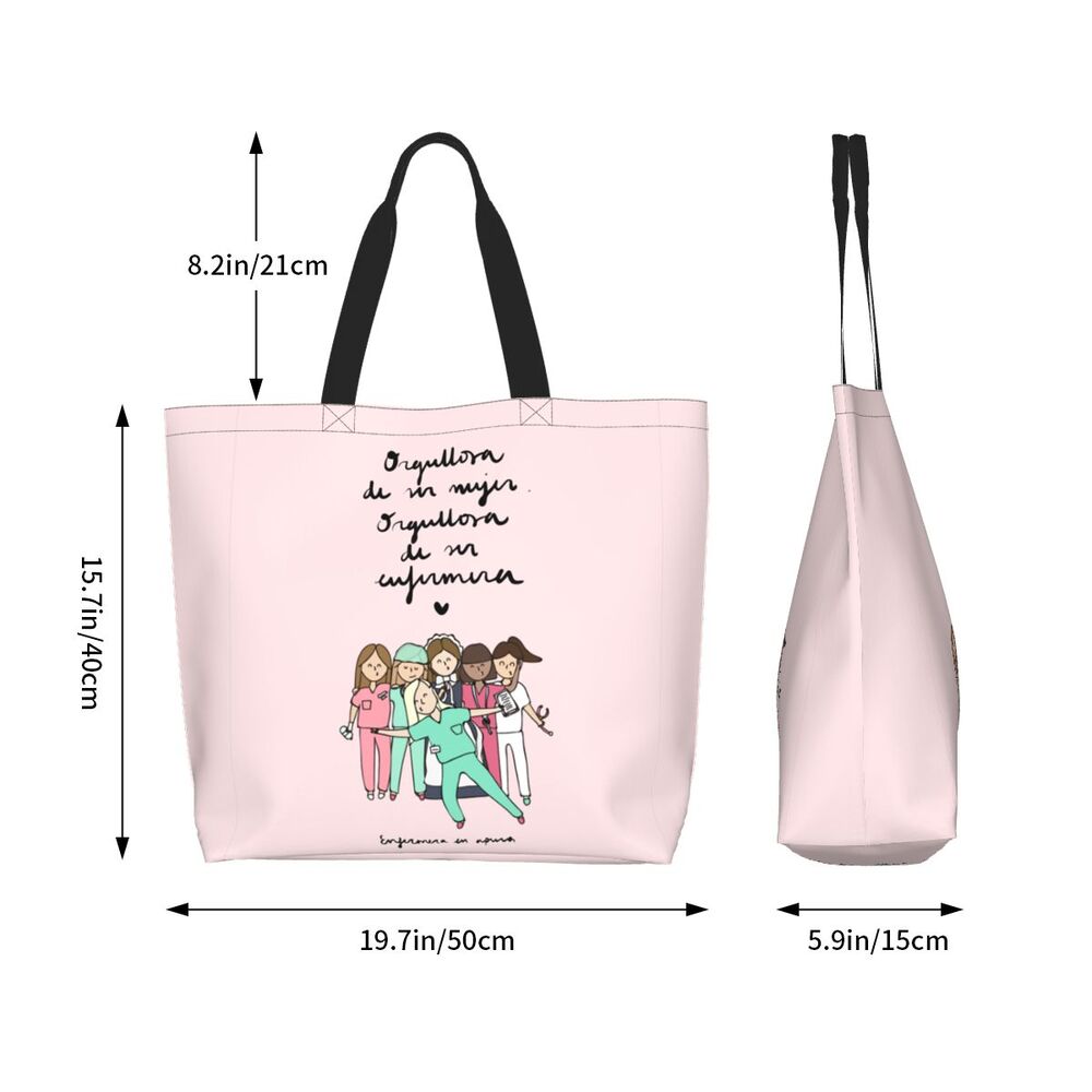 Custom Reusable Funny Nurse Shopping Bag Women Shoulder Canvas Tote Bag Portable Nursing Grocery Shopper Bags