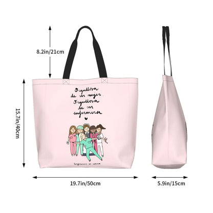 Custom Reusable Funny Nurse Shopping Bag Women Shoulder Canvas Tote Bag Portable Nursing Grocery Shopper Bags