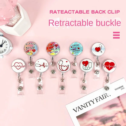 Easy To Pull Buckle Nurse Retractable Badge Reel ID Card Accessories Fashion Nurse ID Card Clips Simplicity Cute