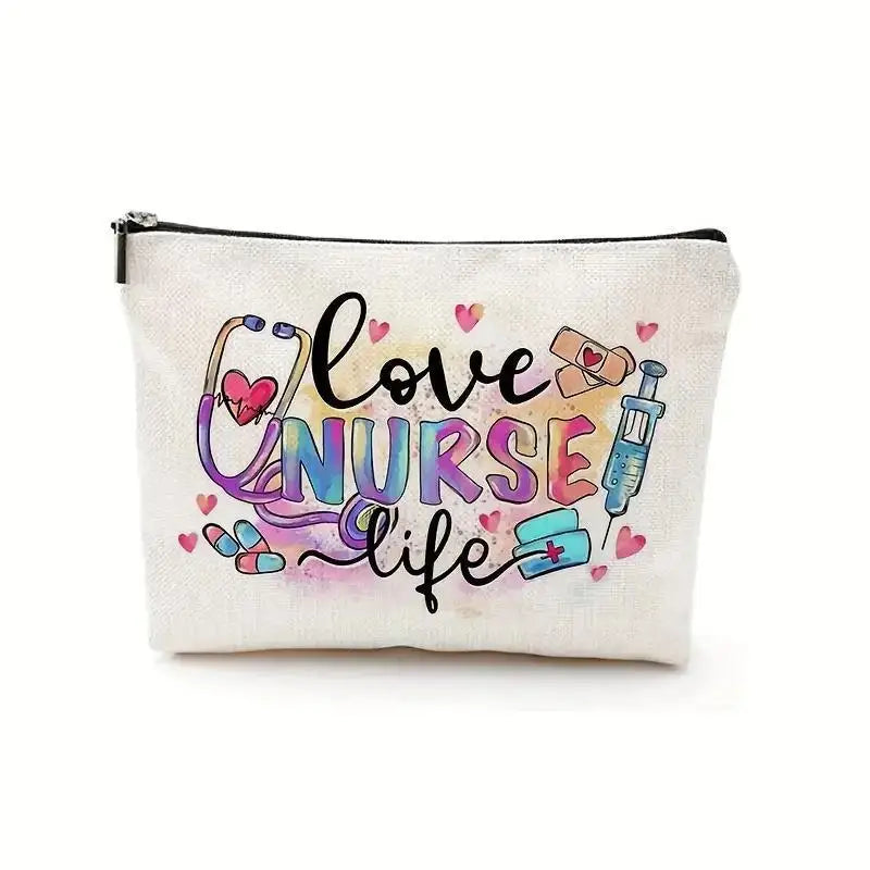 Nurse makeup bag gift, nurse zipper bags, waterproof linen makeup bags, storage bag, nurse gift - Healthcare Vibes