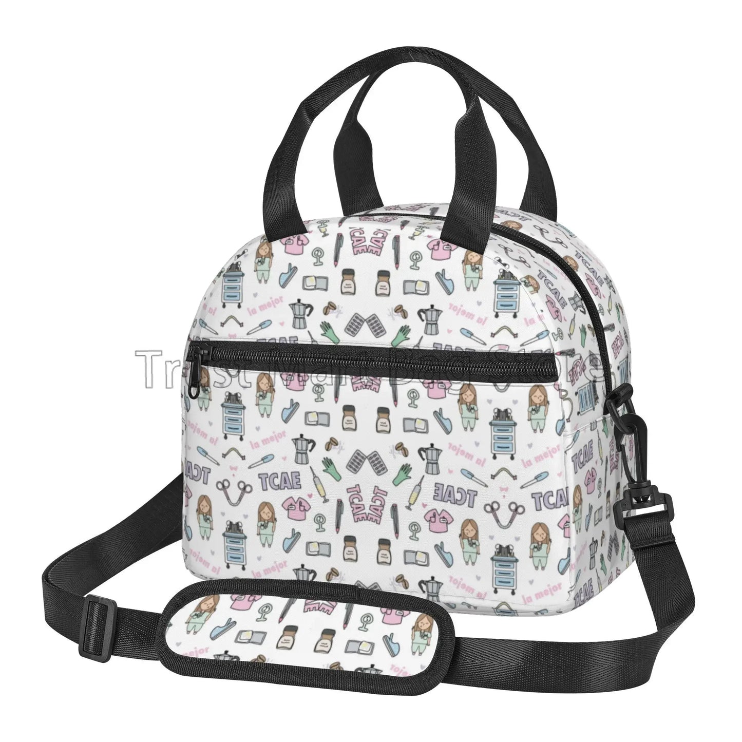 Doctors Nurse Insulated Lunch Bag Women Thermal Lunch Box Portable Tote Cooler Handbag Bento Pouch Container with Shoulder Strap 14