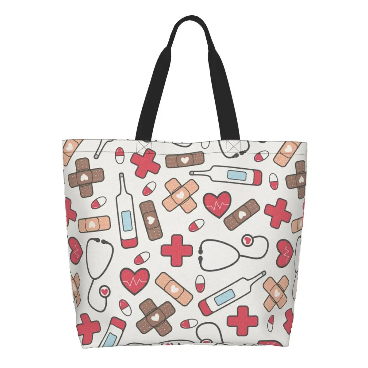 Custom Reusable Funny Nurse Shopping Bag Women Shoulder Canvas Tote Bag Portable Nursing Grocery Shopper Bags 18 50x40x15 cm