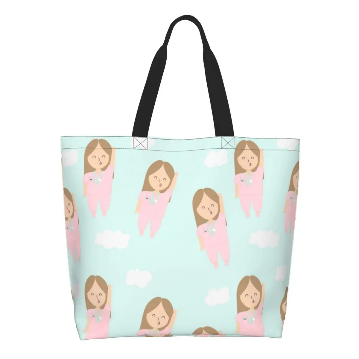 Custom Reusable Funny Nurse Shopping Bag Women Shoulder Canvas Tote Bag Portable Nursing Grocery Shopper Bags 10 50x40x15 cm