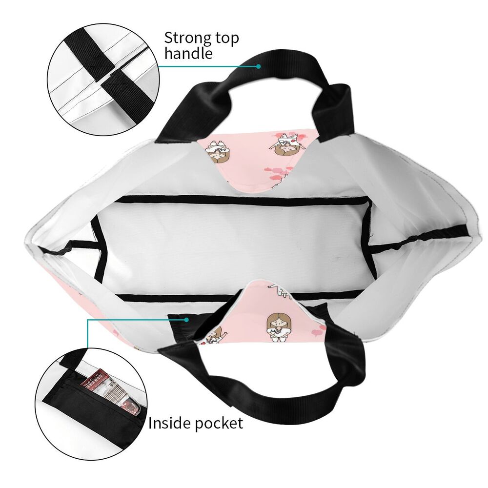 Custom Reusable Funny Nurse Shopping Bag Women Shoulder Canvas Tote Bag Portable Nursing Grocery Shopper Bags