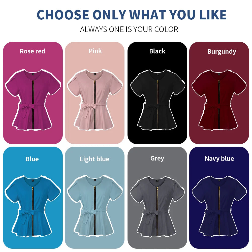 Short Sleeve Women's Scrub Tops for Work Medical Uniforms for Surgery - Healthcare Vibes
