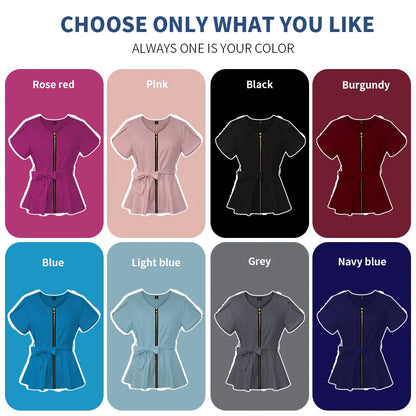 Short Sleeve Women's Scrub Tops for Work Medical Uniforms for Surgery - Healthcare Vibes