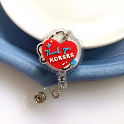 ID Card Holder Nurse Badge Reel Name Tag Chest Card Retractable Badge Holder Exhibition Card Work Card Easy Pull Buckle - Healthcare Vibes