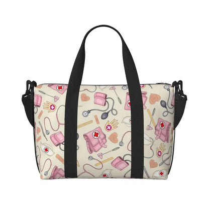 Custom Proud To Be A Nurse Grocery Shopping Tote Bag Women Big Capacity Health Care Nursing Gym Beach Travel Bags