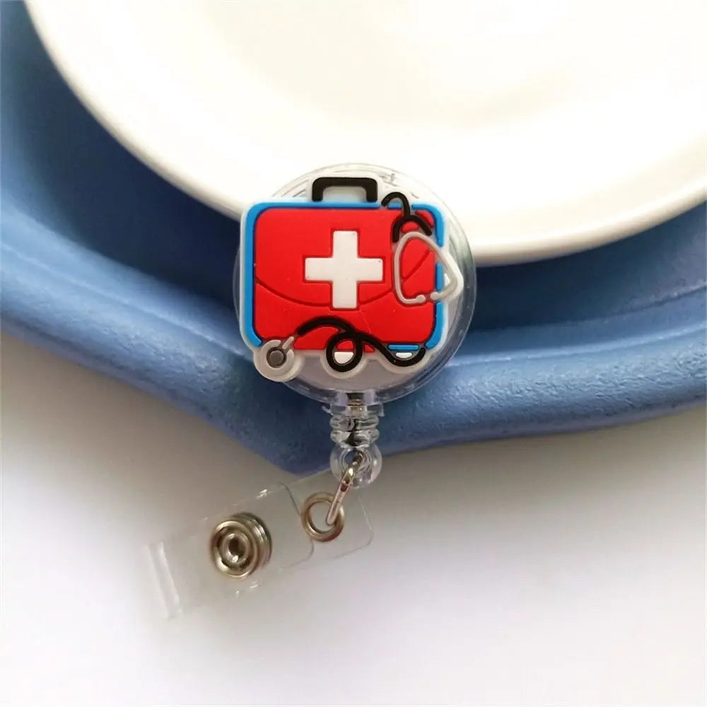 ID Card Holder Nurse Badge Reel Name Tag Chest Card Retractable Badge Holder Exhibition Card Work Card Easy Pull Buckle - Healthcare Vibes