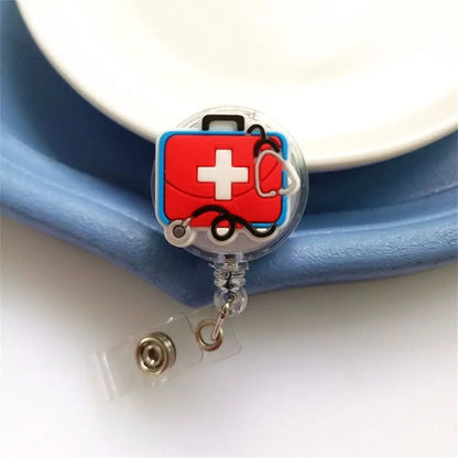 ID Card Holder Nurse Badge Reel Name Tag Chest Card Retractable Badge Holder Exhibition Card Work Card Easy Pull Buckle - Healthcare Vibes