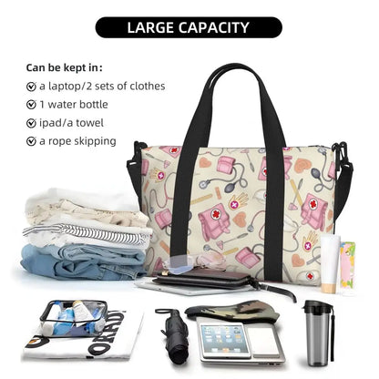 Custom Proud To Be A Nurse Grocery Shopping Tote Bag Women Big Capacity Health Care Nursing Gym Beach Travel Bags